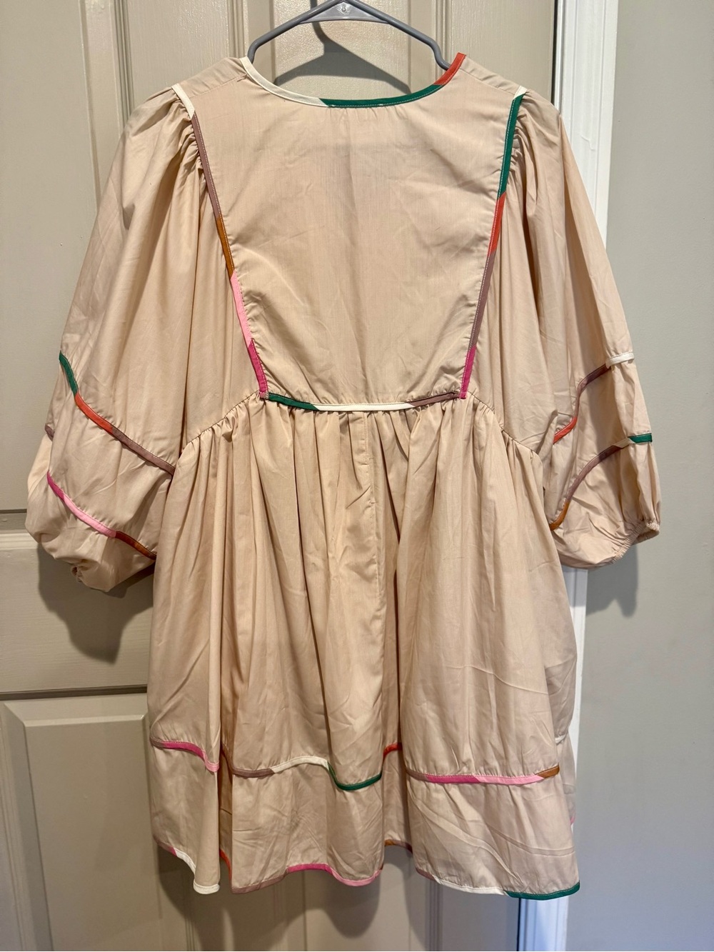 entro Cream Boho Pocket Dress with Colorful Trim - Picture 3 of 4